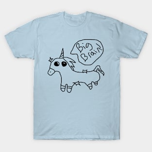 Big brain unicorn (black) T-Shirt